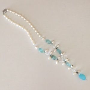 Blue and white statement necklace